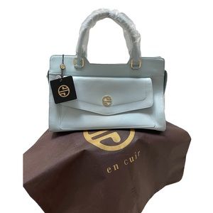 🆕 Ségolène en Cuir leather handbag, removable shoulder strap, blue